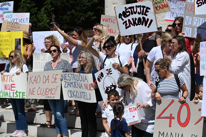 Prosvjed odgojitelja uoči jučerašnje sjednice Gradskog vijeća 