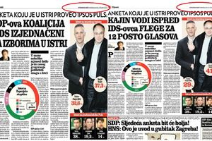 SDP i Jutarnji list manipuliraju rezultatima anketa: U istarskom izdanju Kajinu dodani postoci, a Flegu oduzeti