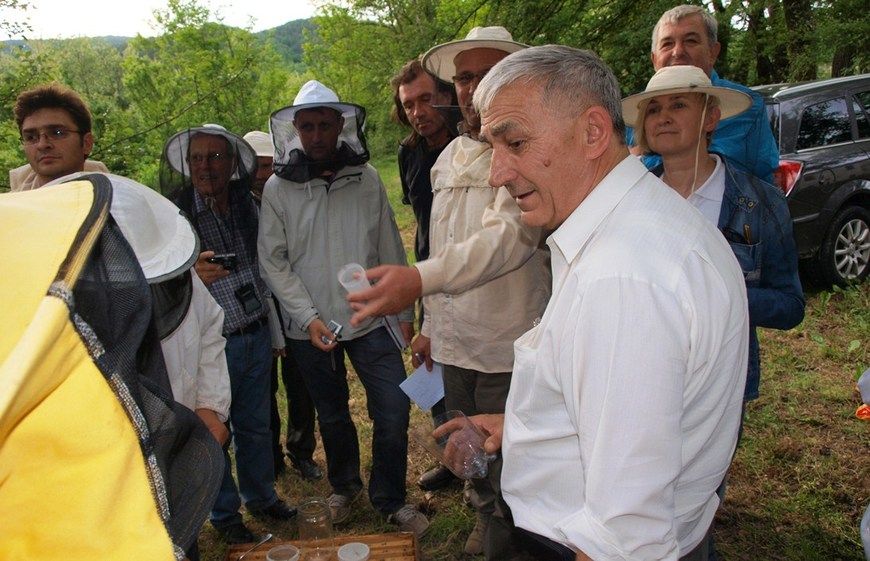 Profesor s pčelarima na vježbama u sklopu predavanja